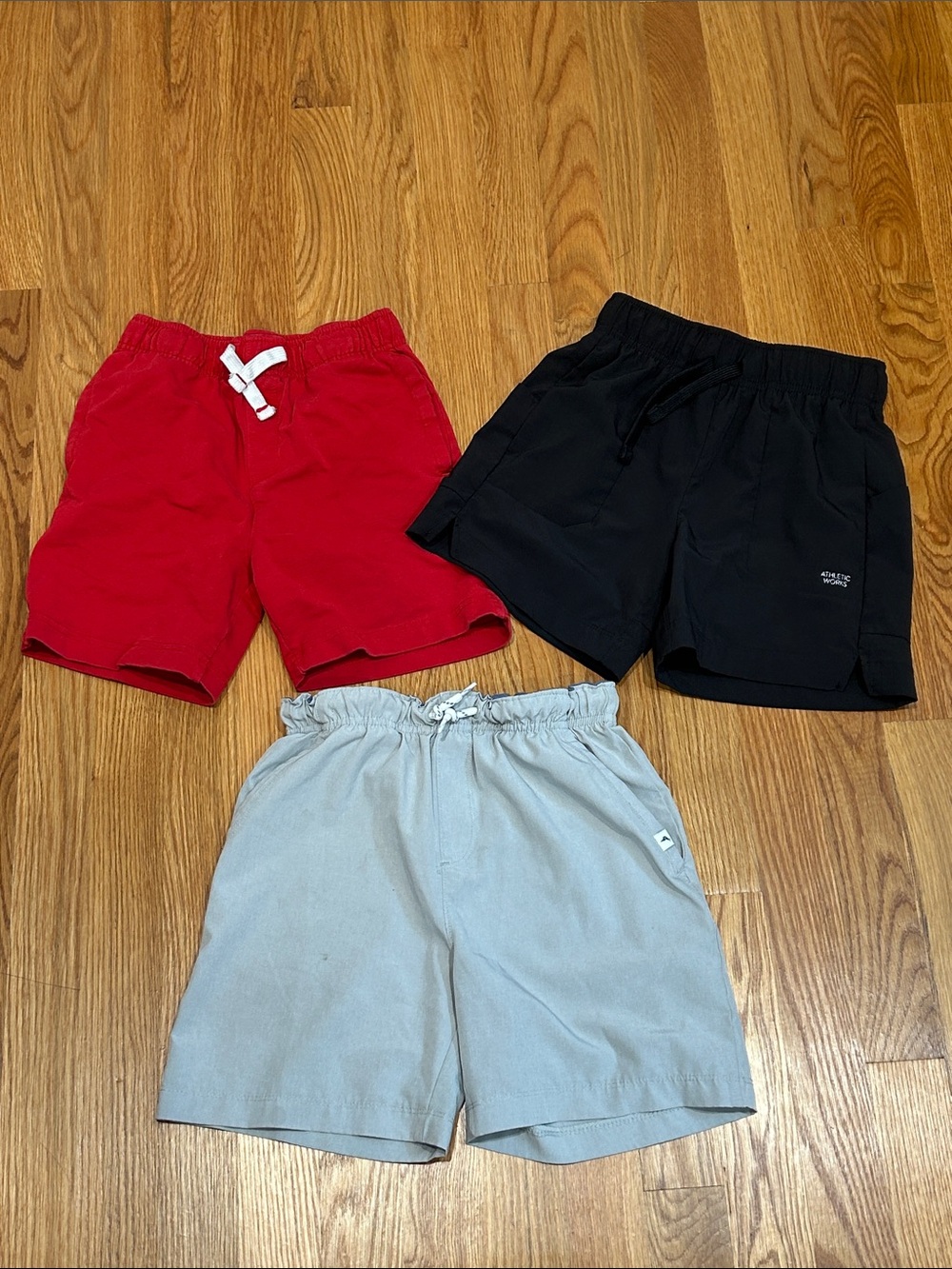 Kids bundle active wear Drawstring Shorts Red, Black & Light Gray boys size 7/8